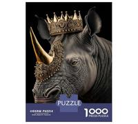 Rompecabezas para Adolescentes De 1000 Piezas King Rhino Golden Art Deco Rompecabezas para Adultos Juegos Relajantes Regalo De Cumpleaños Diversión En Casa Actividades, 52x38cm/1000pcs