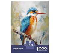 Rompecabezas para Adolescentes De 1000 Piezas Kingfisher Bird Painting Artwork Rompecabezas para Adultos Juego Práctico Mejora La Memoria Gran Regalo para Jugar 52x38cm/1000pcs