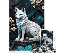 Rompecabezas para Adolescentes de 1000 Piezas Kitsune Kintsugi Blanco Juguete Educativo Gran Regalo y Juego Familiar Adecuado para decoración de Escritorio tamaño 38x26cm