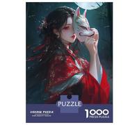 Rompecabezas para Adolescentes De 1000 Piezas Kitsune Mask Woman Rompecabezas para Adultos Juegos Relajantes Decoración Cumpleaños 38x26cm/1000pcs