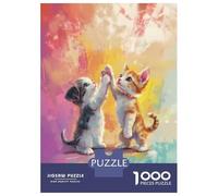 Rompecabezas para Adolescentes De 1000 Piezas Kittens High Five Painting Rompecabezas para Adolescentes Juegos Relajantes para La Diversión Familiar Juego Desafiante Regalos 38x26cm/1000pcs