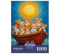 Rompecabezas para Adolescentes De 1000 Piezas Kittens in A Boat Painting Rompecabezas para Adultos Juego Familiar Pero Divertido Y Humorístico Actividades Divertidas En Casa 52x38cm/1000pcs