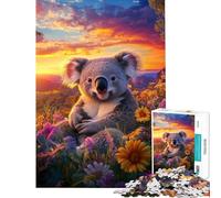 Rompecabezas para Adolescentes de 1000 Piezas Koala en Flor al Atardecer Rompecabezas para Adultos Juego práctico Una Obra de Arte Interacción Entre Padres e Hijos (tamaño 50x75cm)