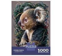 Rompecabezas para Adolescentes De 1000 Piezas Koala in Green and Gold Rompecabezas para Adultos Juguete Decoración De Pared Carrera De Velocidad Manual Desafío Educativo 52x38cm/1000pcs