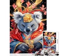 Rompecabezas para Adolescentes de 1000 Piezas Koala Samurai Juego Educativo de Animales Carrera de Velocidad Manual Juguetes para armar con póster y Hoja de Preguntas a Juego (38x26cm)
