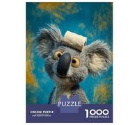 Rompecabezas para Adolescentes De 1000 Piezas Koala with Toilet Paper on Head Rompecabezas para Adultos Juego Práctico Una Obra De Arte Cumpleaños 38x26cm/1000pcs