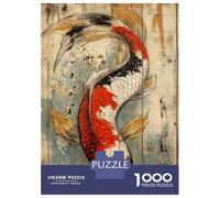 Rompecabezas para Adolescentes De 1000 Piezas Koi Fish Art on Wood Panel Wooden Japanese Decor Rompecabezas para Adolescentes Juegos Relajantes Regalo De Cumpleaños Gran Regalo para Jugar 38x26cm/100