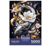 Rompecabezas para Adolescentes De 1000 Piezas Koi Fish with Cherry Blossoms Animal Rompecabezas para Adultos Juegos Familiares Corte De Precisión Regalos Y Cumpleaños Únicos 70x50cm/1000pcs