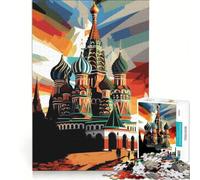 Rompecabezas para Adolescentes de 1000 Piezas Kremlin de Moscú a Color, Juguete Educativo para Mejorar la Memoria, con póster y Hoja de Preguntas a Juego 38x26cm