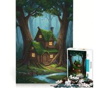 Rompecabezas para Adolescentes de 1000 Piezas La casa del Bosque escondida Juegos relajantes interacción Entre Padres e Hijos Juego de desafío único 38x52cm