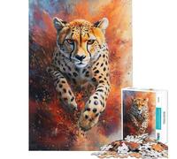 Rompecabezas para Adolescentes de 1000 Piezas La Furia del Guepardo Juguetes adictivos para Cultivar la Paciencia Juego práctico Desafío difícil Regalos de cumpleaños (tamaño 38x26cm)