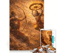 Rompecabezas para Adolescentes de 1000 Piezas La Gran Guerra Entre Krishna y Bhishma Juguete Educativo para Mejorar la Memoria Incluye póster y Hoja de Preguntas y respuestas 38x26cm