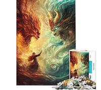 Rompecabezas para Adolescentes de 1000 Piezas La Guerra eterna de los Elementos Juego Familiar para Pasar el rato en casa cumpleaños (tamaño 50x75cm)