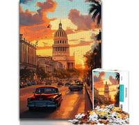 Rompecabezas para Adolescentes de 1000 Piezas, La Habana, Cuba, Atardecer, 1000 Piezas para Adultos, Toda la Familia a Partir de 14 años (tamaño 38x26cm)