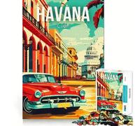 Rompecabezas para Adolescentes de 1000 Piezas,La Habana,Cuba,Ideal para Viajes,con diseño Ajustado,para ejercitar la Mente,entretenido y Divertido, Tiempo Libre y como Regalo