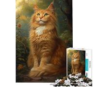Rompecabezas para Adolescentes de 1000 Piezas La Mirada del Gato del Bosque Rompecabezas para Adultos Juego de ingenio Regalos para Mujeres Actividades Divertidas para Hacer en casa (Tamaño 38x52cm)