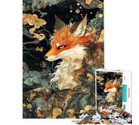Rompecabezas para Adolescentes de 1000 Piezas La Mirada del Kitsune japonés Rompecabezas para Adolescentes Juego de ingenio Regalo para Mujeres difícil y desafiante (tamaño 38x52cm)
