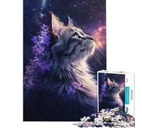 Rompecabezas para Adolescentes de 1000 Piezas La Mirada Estrellada del Gato Rompecabezas para Adultos Juego práctico Una Obra de Arte Interacción Entre Padres e Hijos (tamaño 50x75cm)