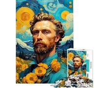 Rompecabezas para Adolescentes de 1000 Piezas La Noche Estrellada de Van Gogh Rompecabezas para Adultos Juego práctico Una Obra de Arte Interacción Entre Padres e Hijos (tamaño 50x75cm)