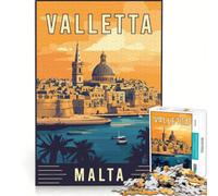 Rompecabezas para Adolescentes de 1000 Piezas, La Valeta en Malta, Juego práctico, difícil y desafiante, Regalo de Juego desafiante 38x52cm