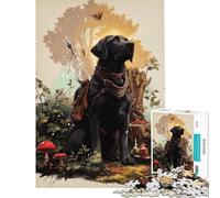 Rompecabezas para Adolescentes de 1000 Piezas Labrador Negro Aventurero en un Bosque fantástico Rompecabezas de 1000 Piezas Juguetes antiestrés Alivia el estrés Regalo de cumpleaños Regalos de Viaje