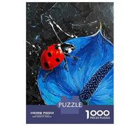 Rompecabezas para Adolescentes De 1000 Piezas Ladybug on Blue Anthurium Painting Rompecabezas para Adultos Juegos Relajantes Regalos para Mujeres Regalos De Juegos Desafiantes 38x26cm/1000pcs