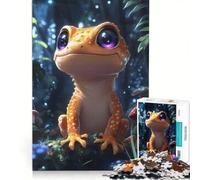 Rompecabezas para Adolescentes de 1000 Piezas: Lagarto Naranja Adorable en un Bosque Encantado Juguete Educativo Que Mejora la Memoria Incluye póster y Hoja de Preguntas a Juego 50x75cm