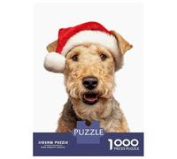 Rompecabezas para Adolescentes De 1000 Piezas Lakeland Terrier Dog with Santa Hat Rompecabezas para Adultos Juego De Ingenio Decoración De Pared Difícil Y Desafiante 52x38cm/1000pcs