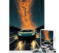 Rompecabezas para Adolescentes de 1000 Piezas: Lamborghini Huracán bajo la Lluvia Juguete para decoración de Pared Regalo Divertido Juego Educativo con póster a Juego y Hoja de Trivia tamaño 38x26cm