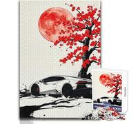 Rompecabezas para adolescentes de 1000 piezas: Lamborghini Huracán bajo los cerezos en flor Disfrute de horas de tranquilidad y tranquilidad Juguete artesanal duradero y de corte limpio Tamaño 50x75cm
