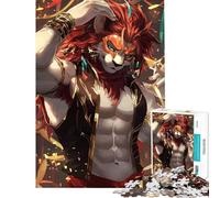 Rompecabezas para Adolescentes de 1000 Piezas León antropomórfico con máscara y Confeti Difícil y desafiante Arte Mural Juego Familiar para Mayores de 14 años Juego de Rompecabezas Incluido (50x75cm)