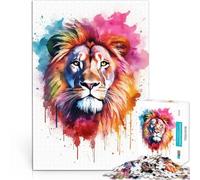 Rompecabezas para Adolescentes de 1000 Piezas León de Acuarela Juguete de desafío de Juego Educativo Cumpleaños 38x26cm