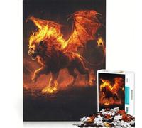 Rompecabezas para Adolescentes de 1000 Piezas: León de Fuego con alas, Juego Educativo, decoración, Ideal para añadir a la Lista de Deseos de Papá Noel 38x52cm