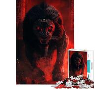 Rompecabezas para adolescentes de 1000 piezas León de ojos rojos en un templo Juegos relajantes Juguetes adictivos para cultivar la paciencia Regalos de cumpleaños para la diversión familiar (38x52cm)