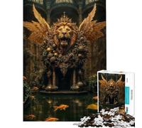 Rompecabezas para Adolescentes de 1000 Piezas León Dorado Puerta Mágica Difícil y desafiante Regalo de cumpleaños Juego Educativo para Mayores de 14 años (38x52cm)
