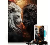 Rompecabezas para Adolescentes de 1000 Piezas,león en Blanco y Negro,Piezas de Corte Limpio,Juego Inteligente,Regalo,Tiempo Libre,Juego,Escena navideña,Arte (38x52cm)