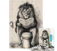 Rompecabezas para Adolescentes de 1000 Piezas León Leyendo el periódico Rompecabezas para Adultos de dificultad Alta Lista de Deseos con Papá Noel Juego de ingenio Familiar 50x75cm