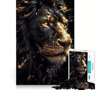 Rompecabezas para Adolescentes de 1000 Piezas,Leones Negros y Dorados,Corte Premium,Divertido,lógico,de Habilidad,fácil de Jugar,decoración navideña (50x75cm)