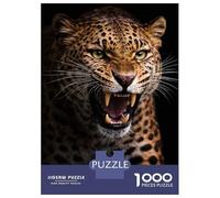 Rompecabezas para Adolescentes De 1000 Piezas Leopard Roaring with Bared Teeth Rompecabezas para Adultos Juguete Decoración De Pared Regalo De Cumpleaños Juego Desafiante Regalos 52x38cm/1000pcs