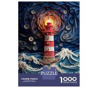 Rompecabezas para Adolescentes De 1000 Piezas Lighthouse in The Storm Rompecabezas para Adultos Juego Familiar Pero Divertido Y Humorístico Actividades Divertidas En Casa 70x50cm/1000pcs