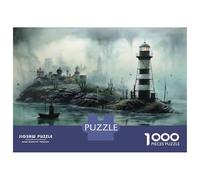 Rompecabezas para Adolescentes De 1000 Piezas Lighthouse on Rocky Island Rompecabezas para Adultos Juego Familiar Alivia El Estrés Interacción Entre Padres E Hijos 52x38cm/1000pcs