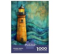 Rompecabezas para Adolescentes De 1000 Piezas Lighthouse on The Sea Lighthouse Over Abstract Sea Rompecabezas para Adultos Juegos Relajantes Una Obra De Arte Cumpleaños 70x50cm/1