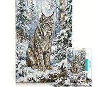 Rompecabezas para Adolescentes de 1000 Piezas: Lince Canadiense en la Nieve Juguetes para armar Corte de precisión Piezas de Formas aleatorias Que encajan Perfectamente 38x52cm