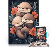 Rompecabezas para Adolescentes de 1000 Piezas Linda Familia de nutrias Acertijo para con Piezas de Formas aleatorias Que se entrelazan Completamente 75x50cm