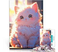 Rompecabezas para Adolescentes de 1000 Piezas Lindo Gatito Blanco Juego desafiante y Juego Familiar Cumpleaños 50x70cm