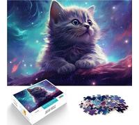Rompecabezas para Adolescentes de 1000 Piezas Lindo Gatito Espacial Reducción del estrés Interesante Cumpleaños 38x26cm