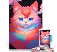 Rompecabezas para Adolescentes de 1000 Piezas Lindo Gato Estilo Retro Juego de Preguntas con Piezas de Formas aleatorias Que se entrelazan Completamente 52x38cm