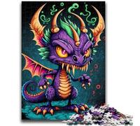 Rompecabezas para Adolescentes de 1000 Piezas, Lindo Pero Malvado dragón, Entrena tu Cerebro y Tus Manos, interacción Entre Padres e Hijos para Mayores de 14 años, 50x75cm