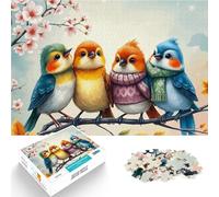 Rompecabezas para Adolescentes de 1000 Piezas Lindos pájaros en la Rama Rompecabezas con Piezas de Formas aleatorias Que se entrelazan Completamente 75x50cm