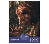 Rompecabezas para Adolescentes De 1000 Piezas Lion Deer Forest Magical Rompecabezas para Adolescentes Juegos Relajantes Regalos para Mujeres Diversión En Casa Actividades, 52x38cm/1000pcs